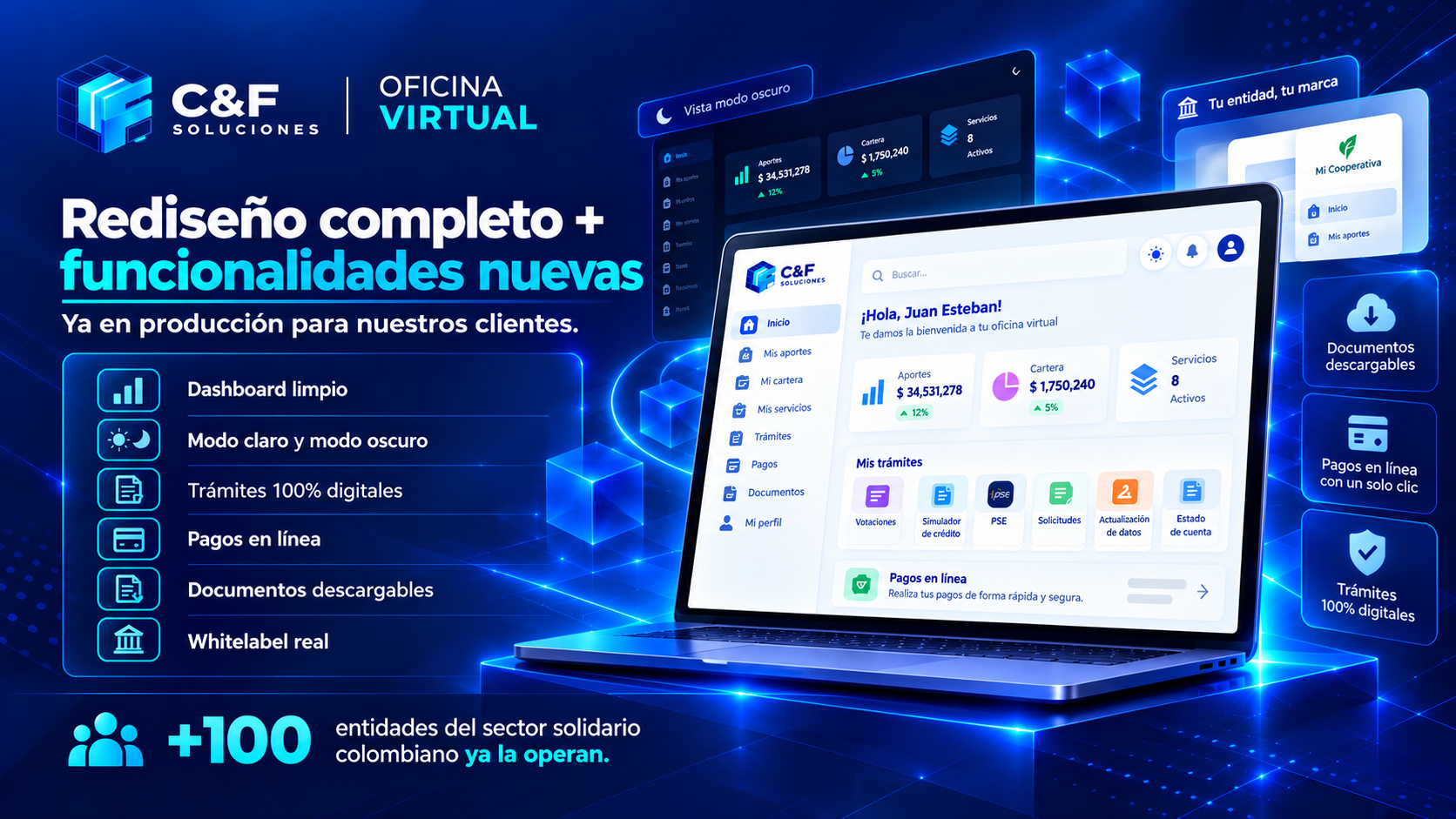 Rediseño completo y funcionalidades nuevas de la oficina virtual